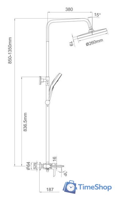 Душевая система  Gappo G2403-8 - Изображение №2 — Интернет-магазин Time-Shop