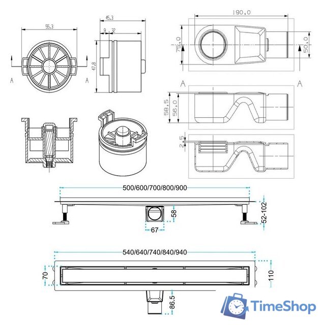Трап/канал Aquabath Line AB010-SS-700 - Изображение №2 — Интернет-магазин Time-Shop