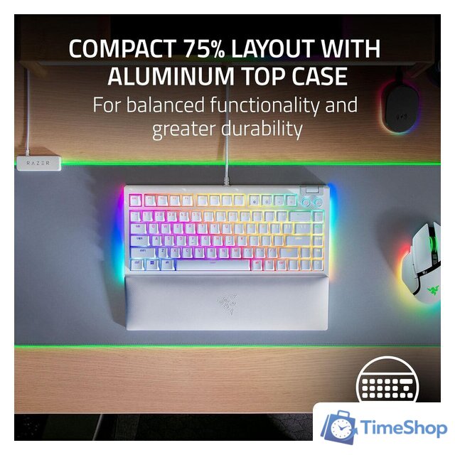Клавиатура Razer BlackWidow V4 75% (белый, нет кириллицы) - Изображение №3 — Интернет-магазин Time-Shop