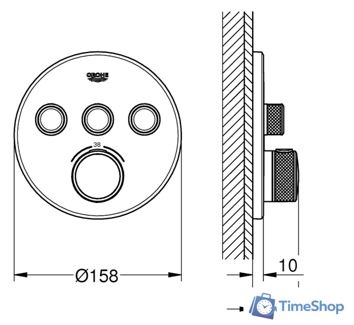 Смеситель без скрытого механизма Grohe Grohtherm SmartControl 29121000 (хром) - Изображение №2 — Интернет-магазин Time-Shop