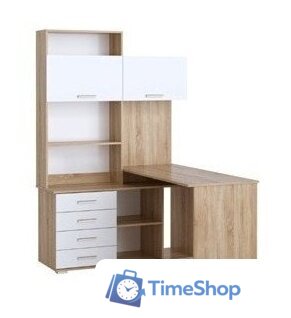 Стол Памир ПКС-11 правый (дуб сонома/белый глянец) - Изображение №1 — Интернет-магазин Time-Shop