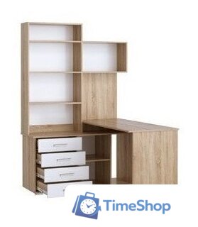 Стол Памир ПКС-11 правый (дуб сонома/белый глянец) - Изображение №2 — Интернет-магазин Time-Shop