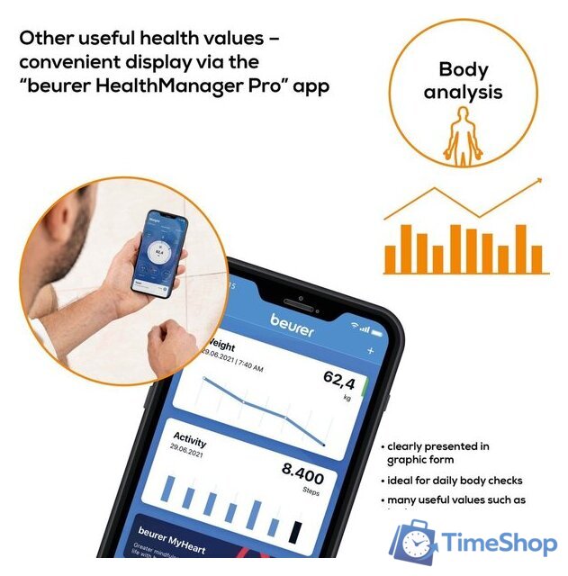 Умные напольные весы Beurer BF 980 Wi-Fi - Изображение №5 — Интернет-магазин Time-Shop