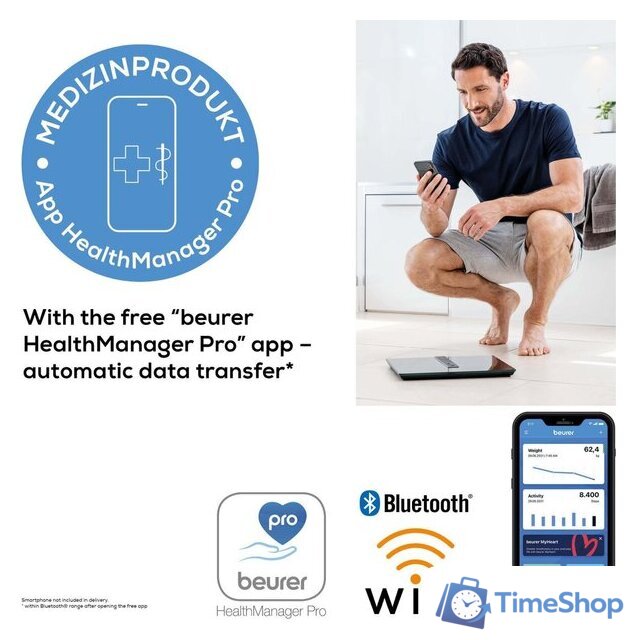 Умные напольные весы Beurer BF 980 Wi-Fi - Изображение №6 — Интернет-магазин Time-Shop