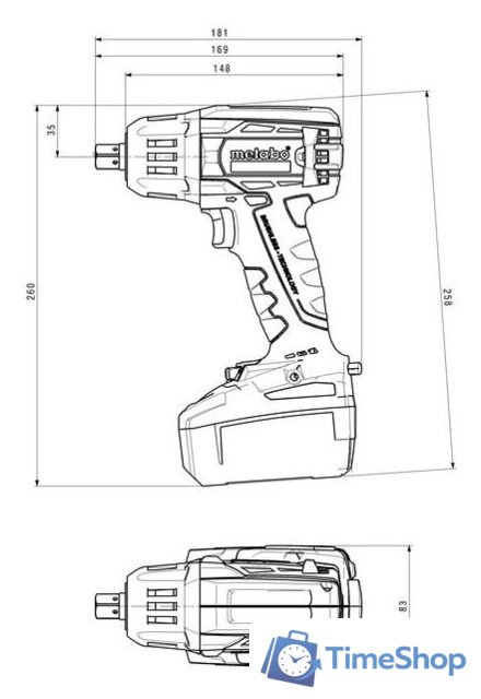 Гайковерт Metabo SSW 18 LTX 400 BL 602205890 (без АКБ) - Изображение №4 — Интернет-магазин Time-Shop