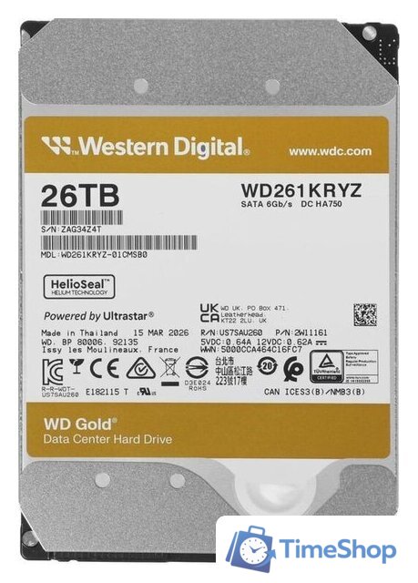 Жесткий диск WD Gold 26TB WD261KRYZ - Изображение №1 — Интернет-магазин Time-Shop