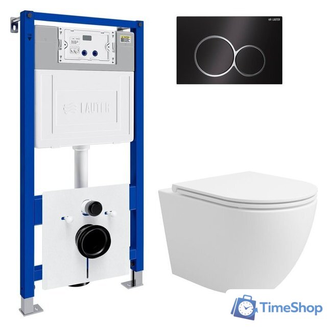 Унитаз подвесной Lauter Vortex 2110830 с кнопкой 219704E (круглая, черный) - Изображение №1 — Интернет-магазин Time-Shop