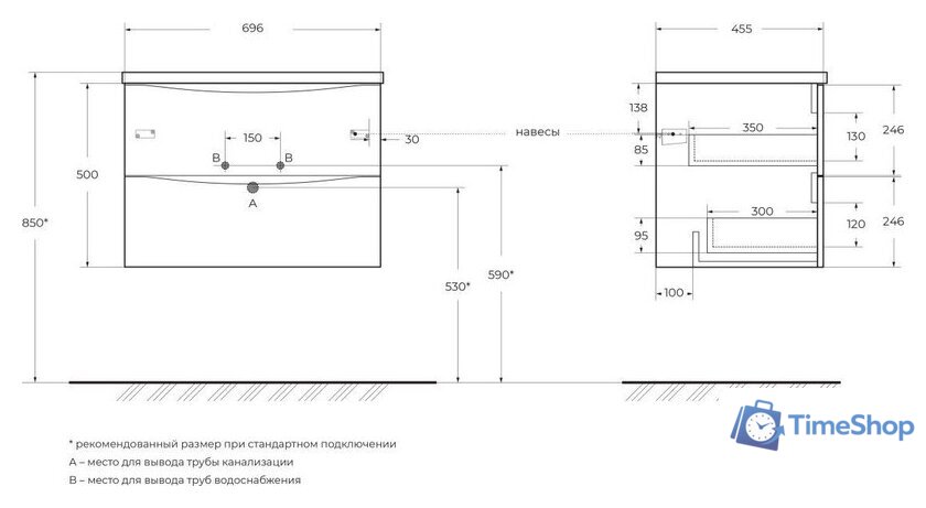  BelBagno Тумба под умывальник MARINO-CER-N-700-2C-SO-RNG-P - Изображение №2 — Интернет-магазин Time-Shop