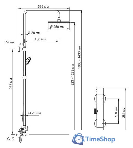 Душевая система  Wasserkraft A13302 Thermo - Изображение №4 — Интернет-магазин Time-Shop