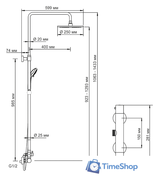 Душевая система  Wasserkraft A13302 Thermo - Изображение №4 — Интернет-магазин Time-Shop