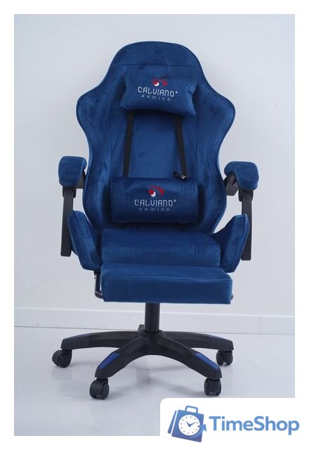 Игровое (геймерское) кресло Calviano 1584 (велюр, синий) - Изображение №12 — Интернет-магазин Time-Shop