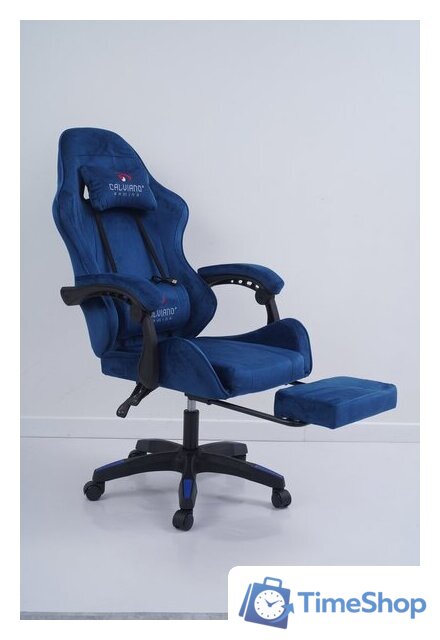 Игровое (геймерское) кресло Calviano 1584 (велюр, синий) - Изображение №2 — Интернет-магазин Time-Shop