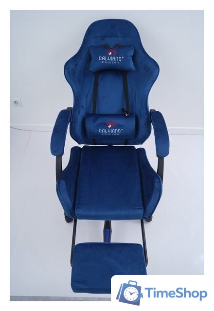 Игровое (геймерское) кресло Calviano 1584 (велюр, синий) - Изображение №20 — Интернет-магазин Time-Shop