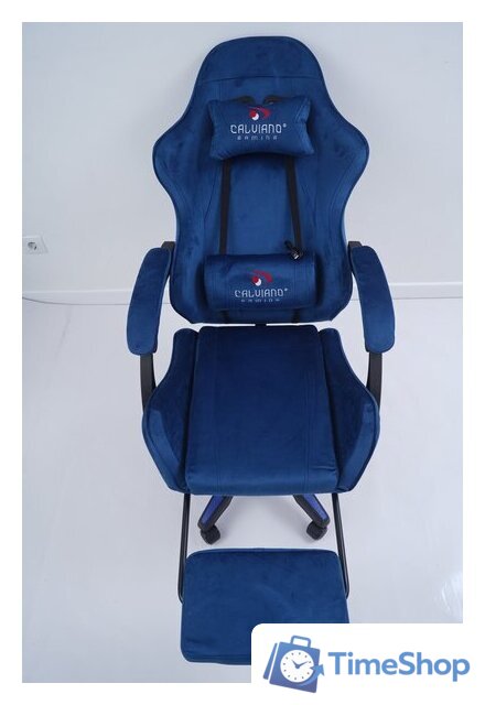 Игровое (геймерское) кресло Calviano 1584 (велюр, синий) - Изображение №21 — Интернет-магазин Time-Shop