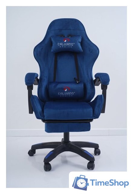 Игровое (геймерское) кресло Calviano 1584 (велюр, синий) - Изображение №22 — Интернет-магазин Time-Shop