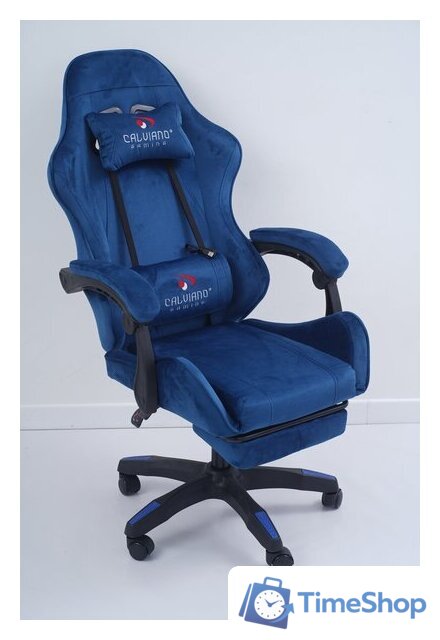 Игровое (геймерское) кресло Calviano 1584 (велюр, синий) - Изображение №16 — Интернет-магазин Time-Shop