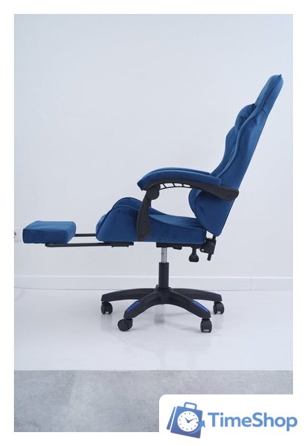 Игровое (геймерское) кресло Calviano 1584 (велюр, синий) - Изображение №10 — Интернет-магазин Time-Shop