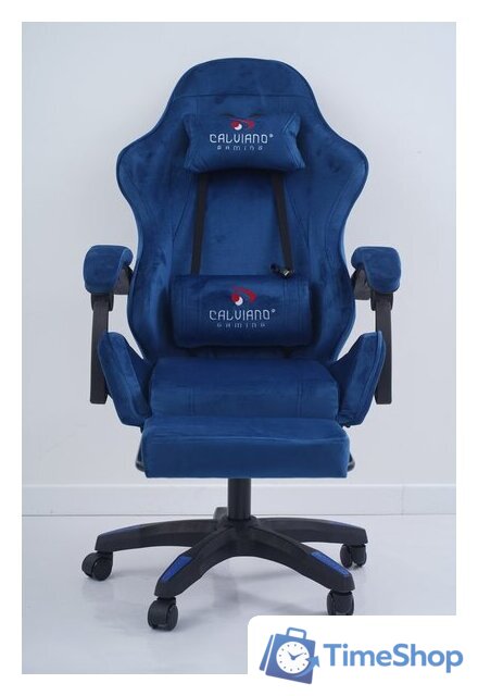 Игровое (геймерское) кресло Calviano 1584 (велюр, синий) - Изображение №13 — Интернет-магазин Time-Shop