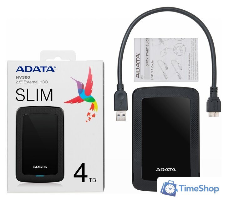 Внешний накопитель ADATA HV300 AHV300-4TU31-CBK 4TB (черный) - Изображение №4 — Интернет-магазин Time-Shop