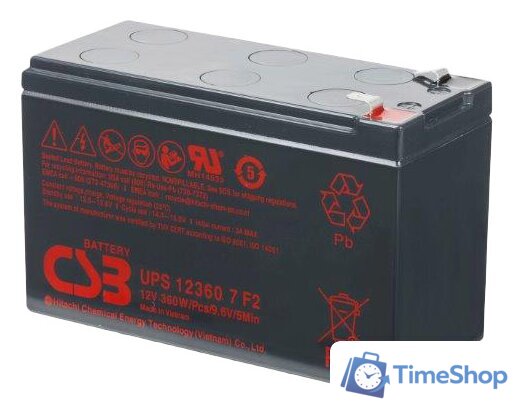 Аккумулятор для ИБП CSB Battery UPS123607 F2 (12В/7.5 А·ч) - Изображение №1 — Интернет-магазин Time-Shop