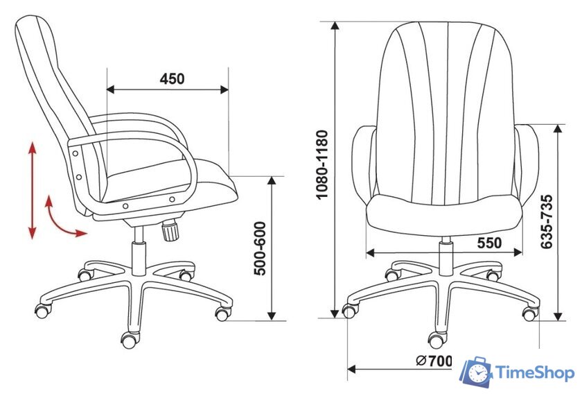 Офисное кресло Бюрократ T-898/3С1GR (серый) - Изображение №5 — Интернет-магазин Time-Shop