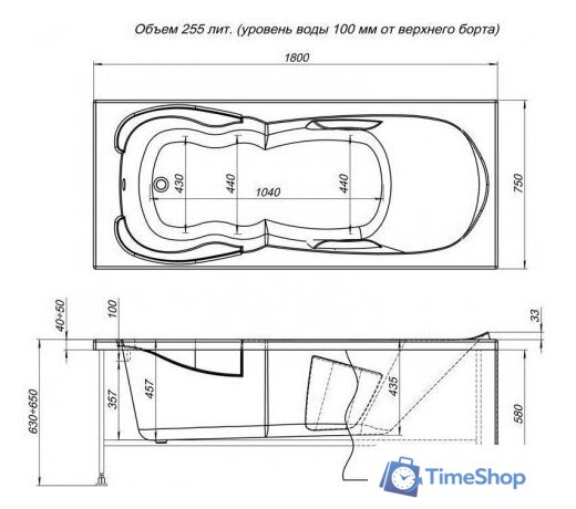 Ванна Aquanet Viola 180x75 - Изображение №3 — Интернет-магазин Time-Shop