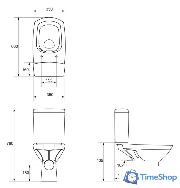 Унитаз напольный Cersanit Carina New Clean On KO-CAR011-3/5-CON-S-DL - Изображение №3 — Интернет-магазин Time-Shop