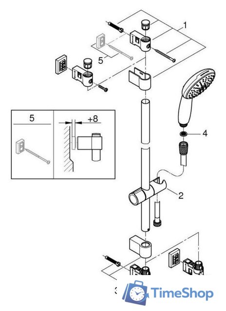 Душевой гарнитур  Grohe Vitalio Start 110 279482431 - Изображение №4 — Интернет-магазин Time-Shop