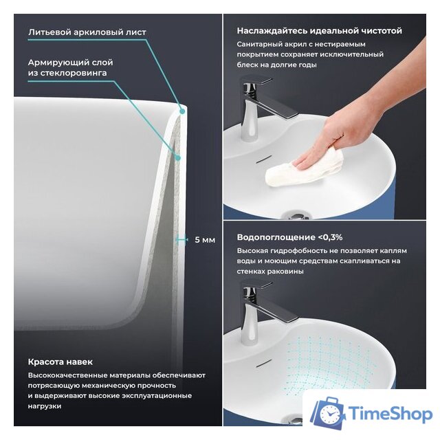 Умывальник Wellsee Chalice Perfection 230629000 (отдельностоящий, с отверстием под смеситель, цвет матовый темно-синий/глянцевый белый) - Изображение №4 — Интернет-магазин Time-Shop