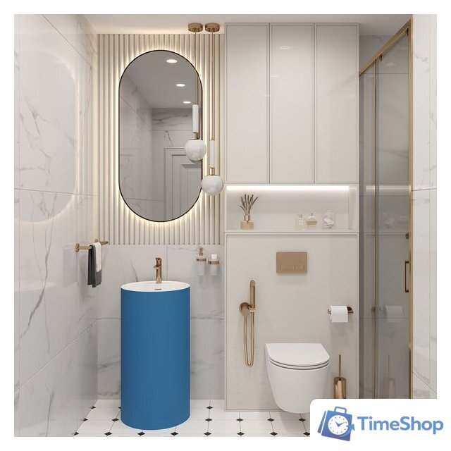 Умывальник Wellsee Chalice Perfection 230629000 (отдельностоящий, с отверстием под смеситель, цвет матовый темно-синий/глянцевый белый) - Изображение №7 — Интернет-магазин Time-Shop