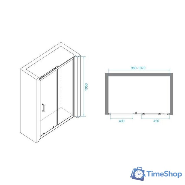 Душевая дверь RGW PA-14 41081410-11 100 (хром/прозрачное стекло) - Изображение №9 — Интернет-магазин Time-Shop