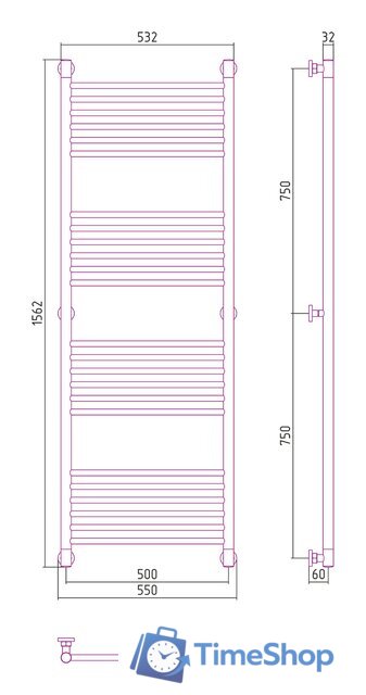 Полотенцесушитель Сунержа Богема+ прямая 1500х500 31-0220-1550 - Изображение №3 — Интернет-магазин Time-Shop