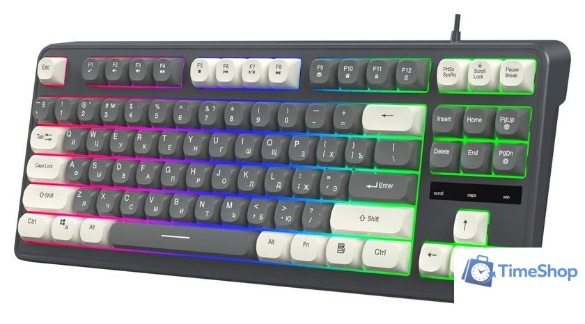 Клавиатура Оклик 711G (серый/белый) - Изображение №2 — Интернет-магазин Time-Shop