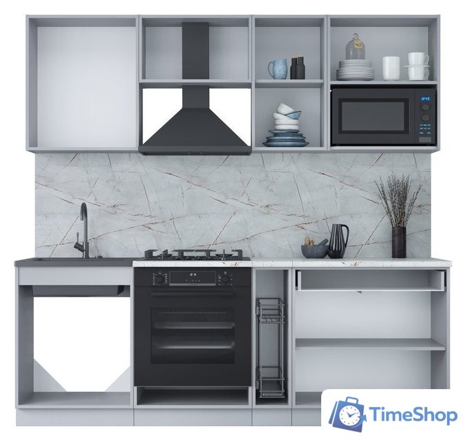 Готовая кухня Интерлиния Мила Лайт 2.2 ВТ (персидский жемчуг/персидский жемчуг/травертин серый) - Изображение №3 — Интернет-магазин Time-Shop