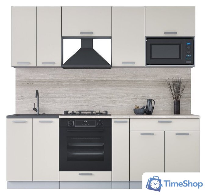 Готовая кухня Интерлиния Мила Лайт 2.2 ВТ (персидский жемчуг/персидский жемчуг/травертин серый) - Изображение №1 — Интернет-магазин Time-Shop