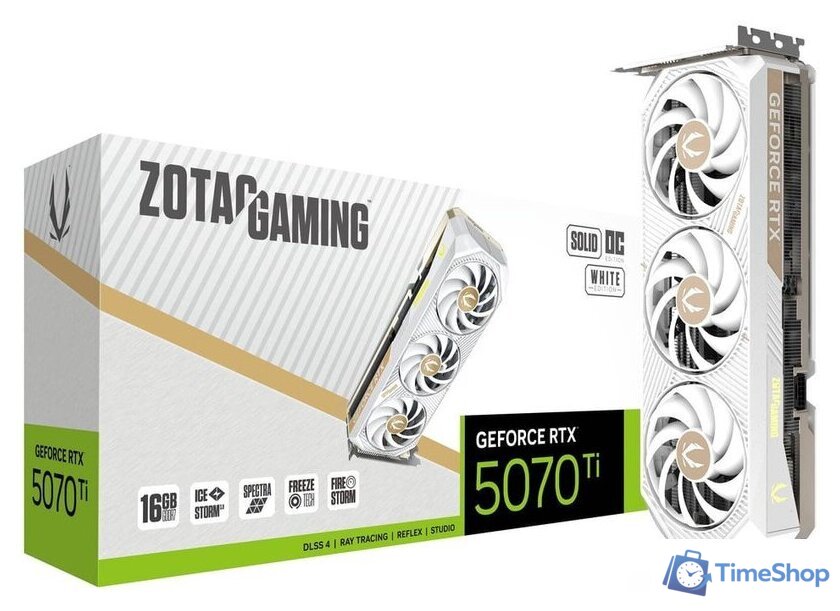 Видеокарта ZOTAC Gaming GeForce RTX 5070 Ti Solid Core OC White Edition ZT-B50710Q2-10P - Изображение №8 — Интернет-магазин Time-Shop