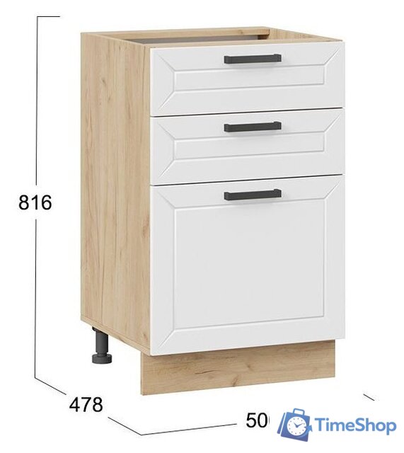 Шкаф напольный Трия Лорас 1Н5Я3 (дуб крафт золотой/холст белый) - Изображение №3 — Интернет-магазин Time-Shop