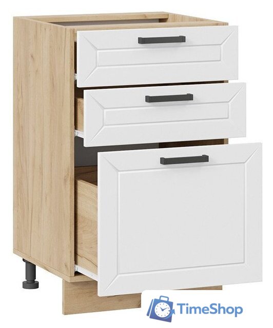 Шкаф напольный Трия Лорас 1Н5Я3 (дуб крафт золотой/холст белый) - Изображение №2 — Интернет-магазин Time-Shop