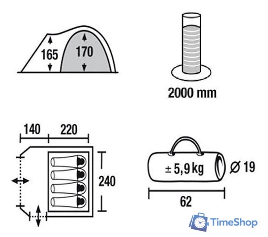 Кемпинговая палатка Green Glade Tarzan 4 - Изображение №2 — Интернет-магазин Time-Shop