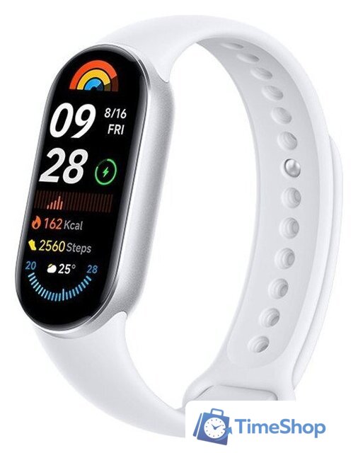 Фитнес-браслет Xiaomi Smart Band 9 (серебристый, со светло-серым силиконовым ремешком, международная версия) - Изображение №1 — Интернет-магазин Time-Shop