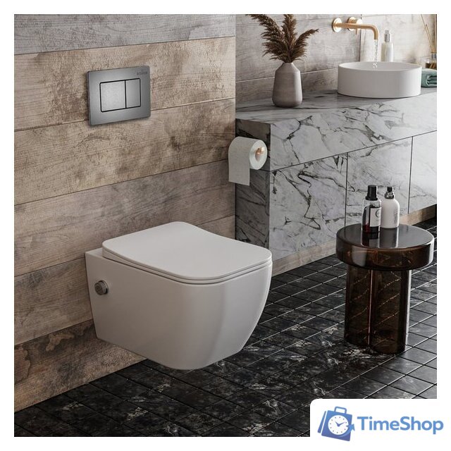 Унитаз подвесной Roxen Cube Bidet One Rimless 6 в 1 StounFix Dual Fresh 623444 (оружейная сталь/металл) - Изображение №11 — Интернет-магазин Time-Shop