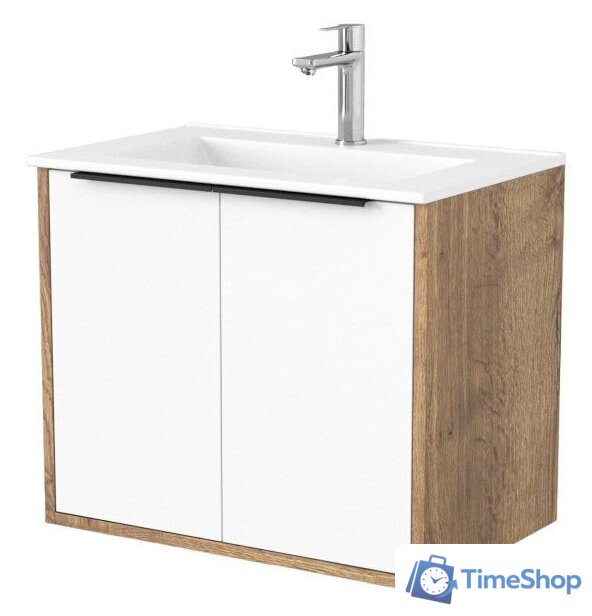  Дабер Тумба под умывальник 018 60 Т18.6.0.21Ч (дуб галифакс/белый/ручка черная) - Изображение №1 — Интернет-магазин Time-Shop