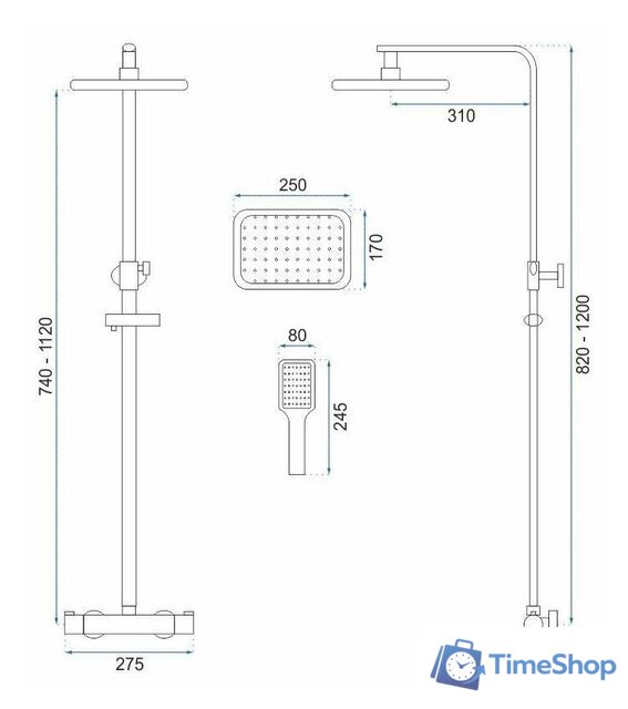 Душевая система  Rea Tom Black REA-P7101 - Изображение №4 — Интернет-магазин Time-Shop