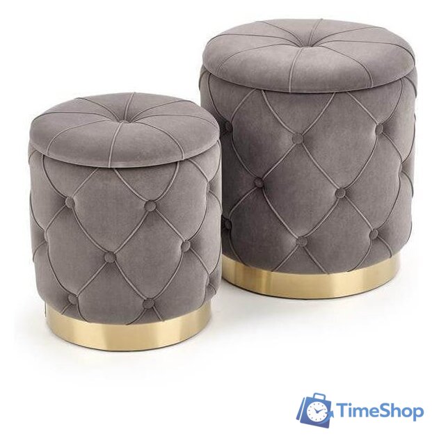 Пуфик Halmar Комплект POLLY 2 шт серый/золотой - Изображение №1 — Интернет-магазин Time-Shop