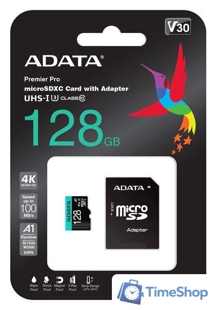 Карта памяти ADATA Premier Pro AUSDX128GUI3V30SA2-RA1 microSDXC 128GB (с адаптером) - Изображение №3 — Интернет-магазин Time-Shop