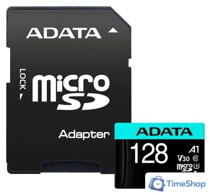 Карта памяти ADATA Premier Pro AUSDX128GUI3V30SA2-RA1 microSDXC 128GB (с адаптером) - Изображение №1 — Интернет-магазин Time-Shop