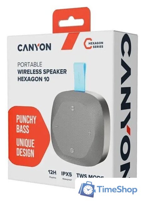 Беспроводная колонка Canyon Hexagon 10 (серый/синий) - Изображение №5 — Интернет-магазин Time-Shop
