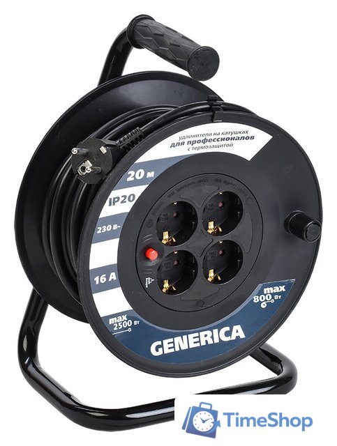 Удлинитель на катушке Generica УК20 WKP20-16-04-20-G (20 м, черный) - Изображение №1 — Интернет-магазин Time-Shop