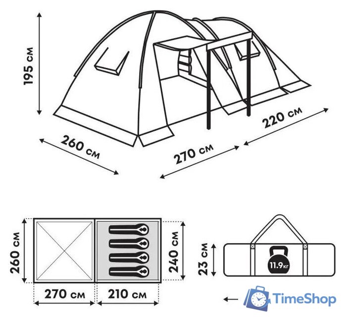 Кемпинговая палатка RSP Outdoors House 4 - Изображение №16 — Интернет-магазин Time-Shop