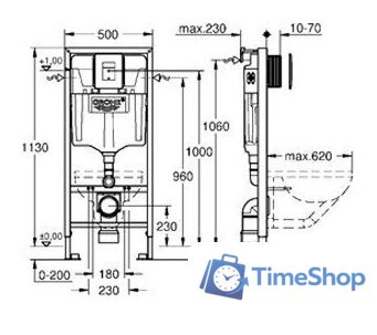 Инсталляция для унитаза Grohe Rapid SL [38827000] - Изображение №2 — Интернет-магазин Time-Shop